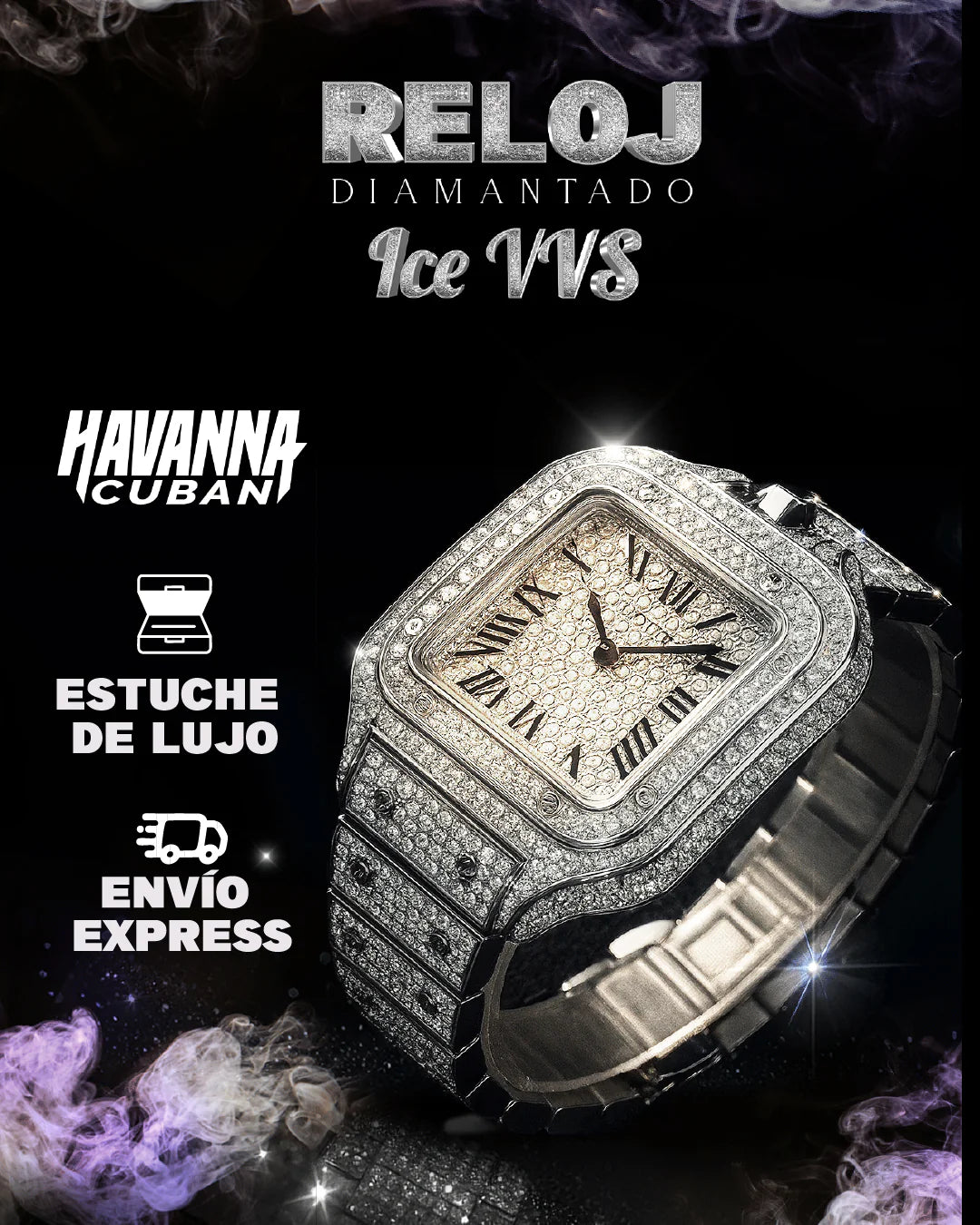Reloj diamantado ICE VVS - HAVANNA CUBAN